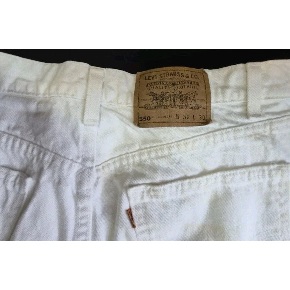 Vth 1996 Levi's 550 White Jeans Mens Size 36x30 Relaxed Slight Taper Made In USA